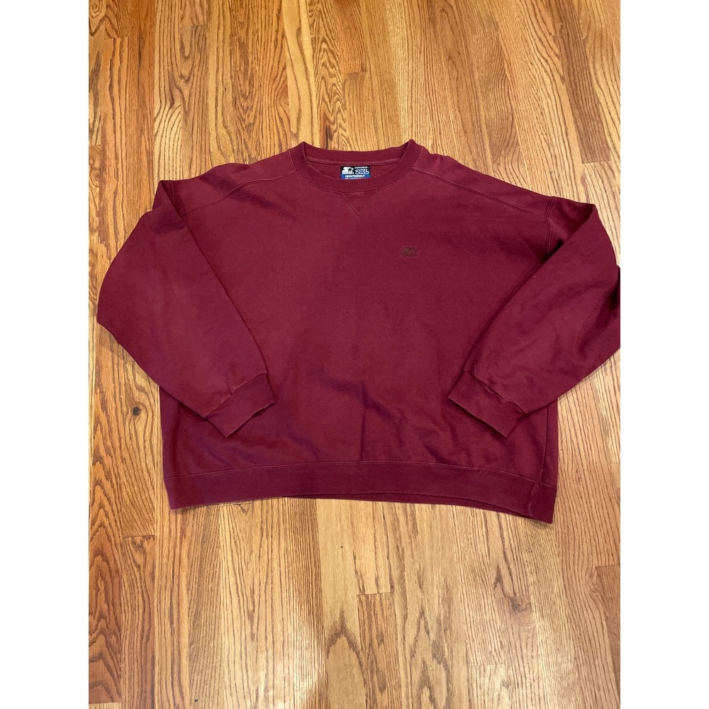 Starter Mens Sweatshirt 2XL Maroon Vintage Heavyweight Pro 80 Crewneck Logo